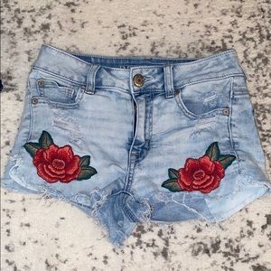 American Eagle Rose Hi-Rise Shortie Shorts